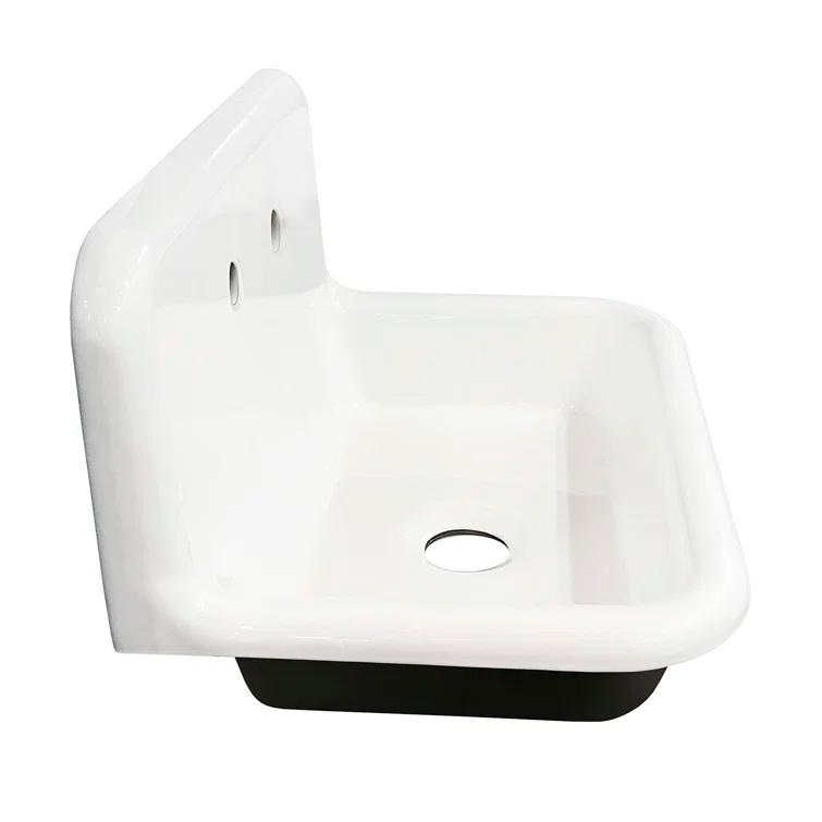 Kingston Brass Towne 30-Inch Cast Iron Wall Mount 2-Hole Single Bowl Kitchen Sink