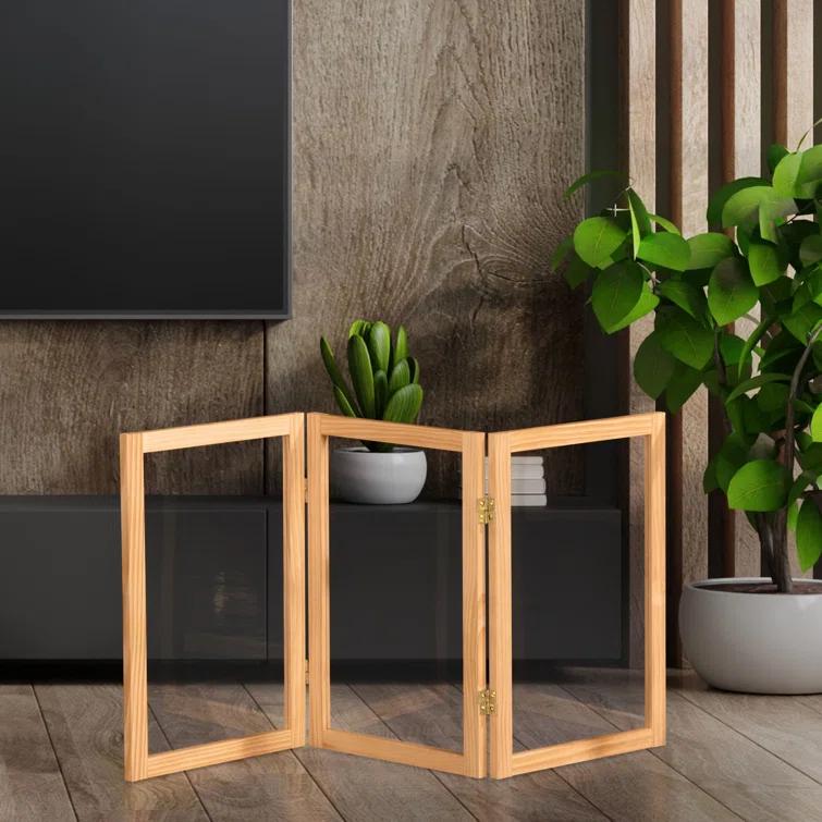 Oriental Furniture 3 ft. Tall Clear Screen Natural - 4 Panel