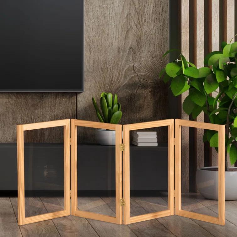 Oriental Furniture 3 ft. Tall Clear Screen Natural - 4 Panel