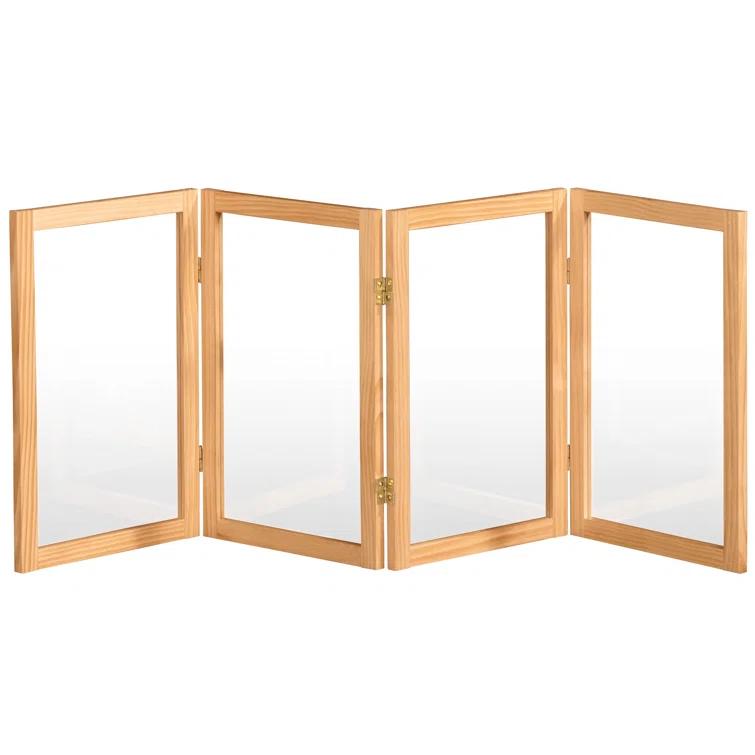 Oriental Furniture 3 ft. Tall Clear Screen Natural - 4 Panel