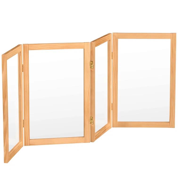 Oriental Furniture 3 ft. Tall Clear Screen Natural - 4 Panel