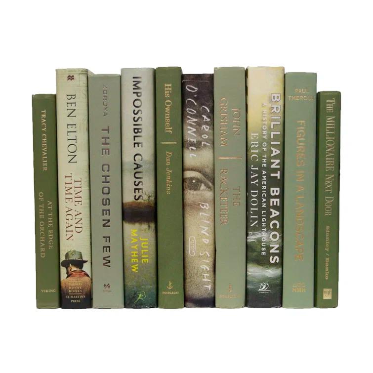 Modern Sage Green Decorative Book Set with Jute Twine