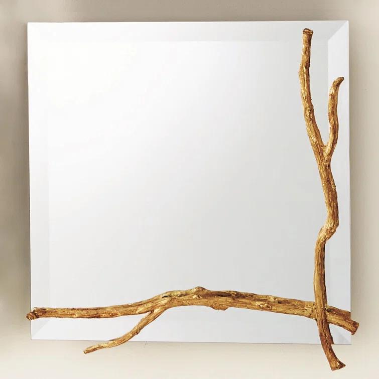 Global Views Twig Mirror-Gold Leaf-Sm