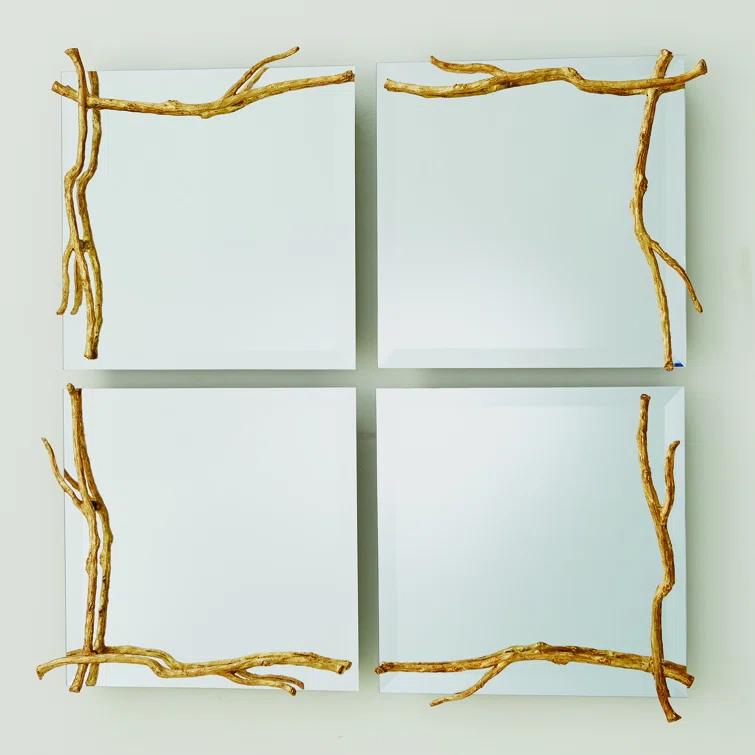 Global Views Twig Mirror-Gold Leaf-Sm