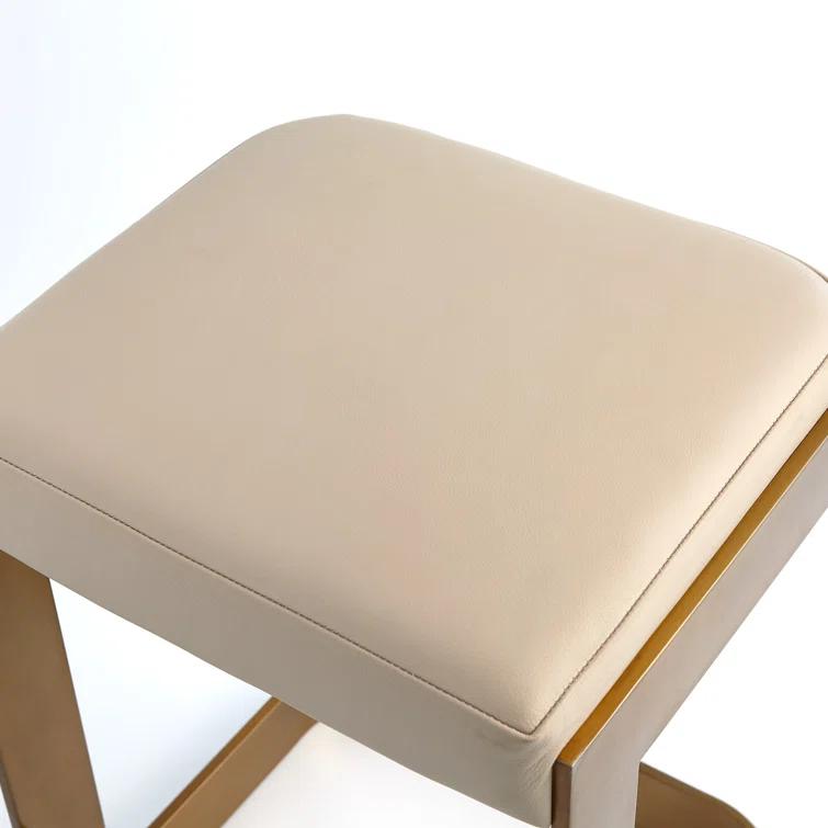 Regan Bar Stool w/Ivory Leather-Antique Brass
