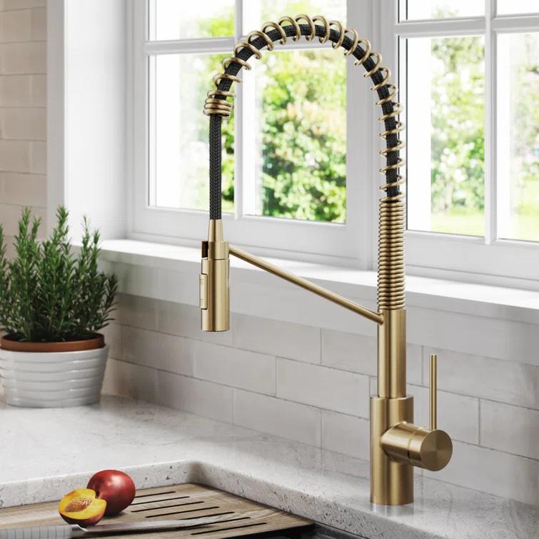 KRAUS Oletto Commercial Style Single Handle Pull Down Kitchen Faucet with QuickDock Top Mount Installation Assembly