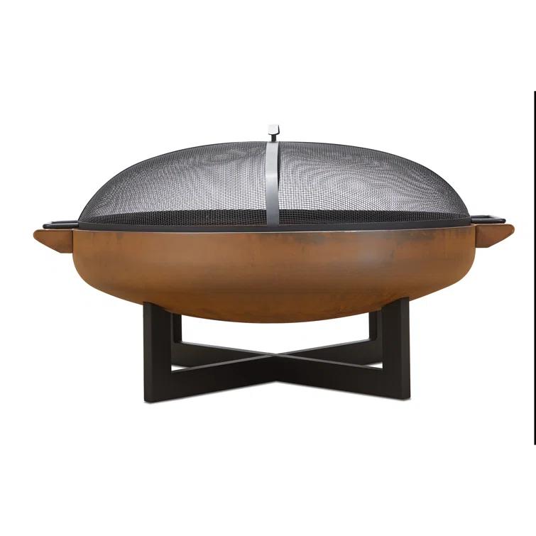La Porte 21" H x 36.8" W Steel Wood Burning Outdoor Fire Pit with Lid