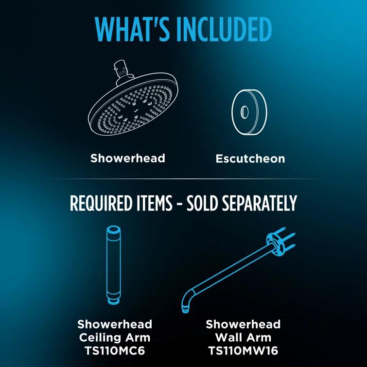 G Series 2.5 GPM Square Single Rain Shower Head with Comfort Wave Technology