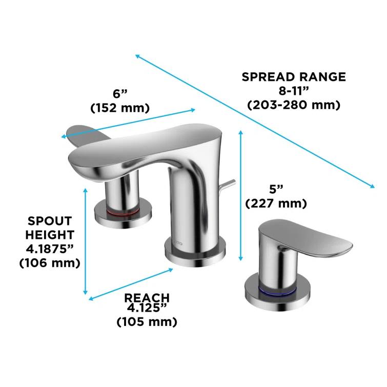 TOTO TLG01201U#CP Double Handle Bathroom Faucet with Drain Assembly