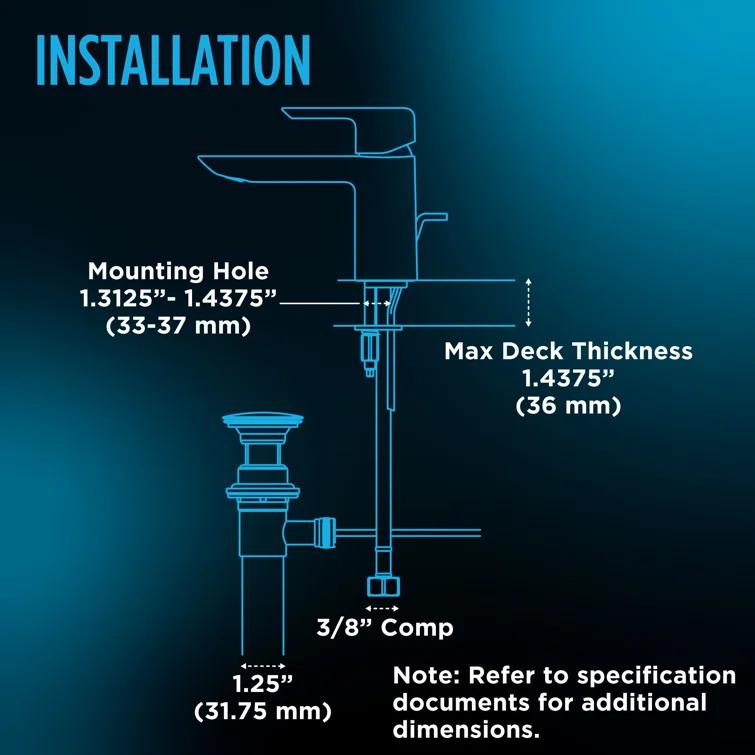 Single Hole Bathroom Faucet with Drain Assembly and Comfort Glide Technology