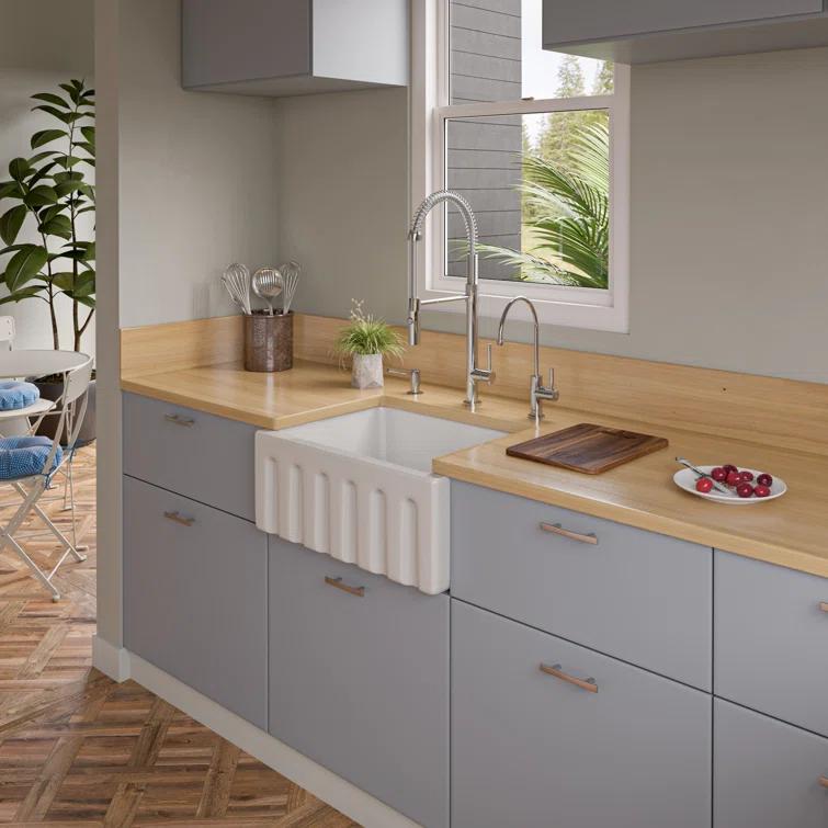 24'' L Flush Single Bowl Fireclay Kitchen Sink