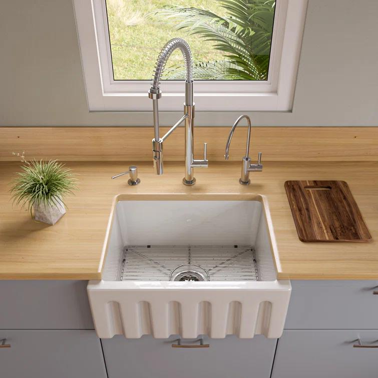 24'' L Flush Single Bowl Fireclay Kitchen Sink