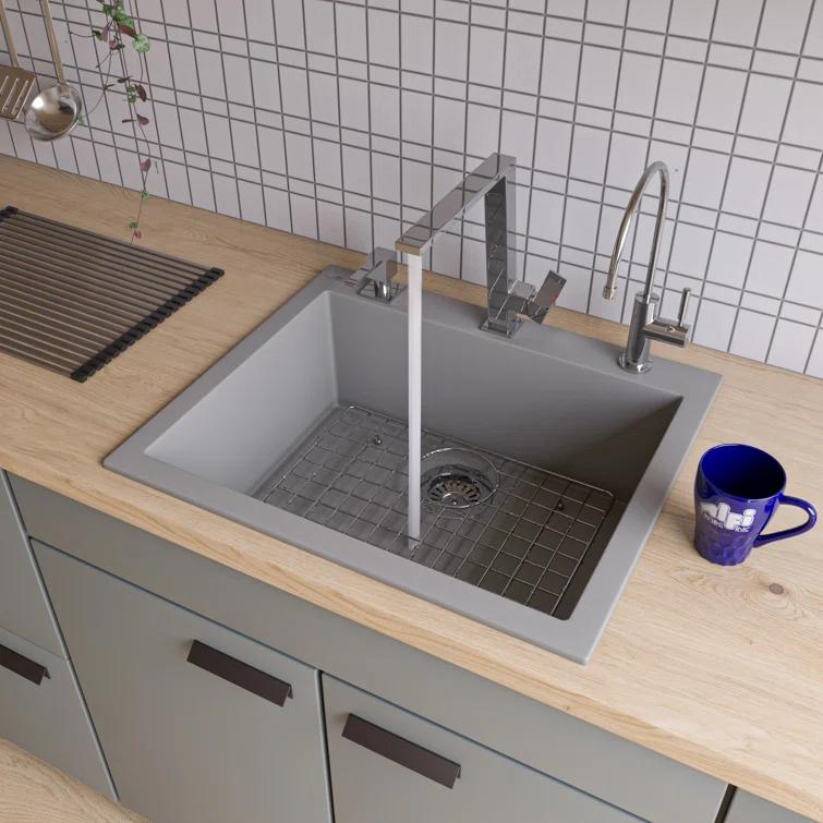 23.63'' L Drop-In Single Bowl Granite Kitchen Sink