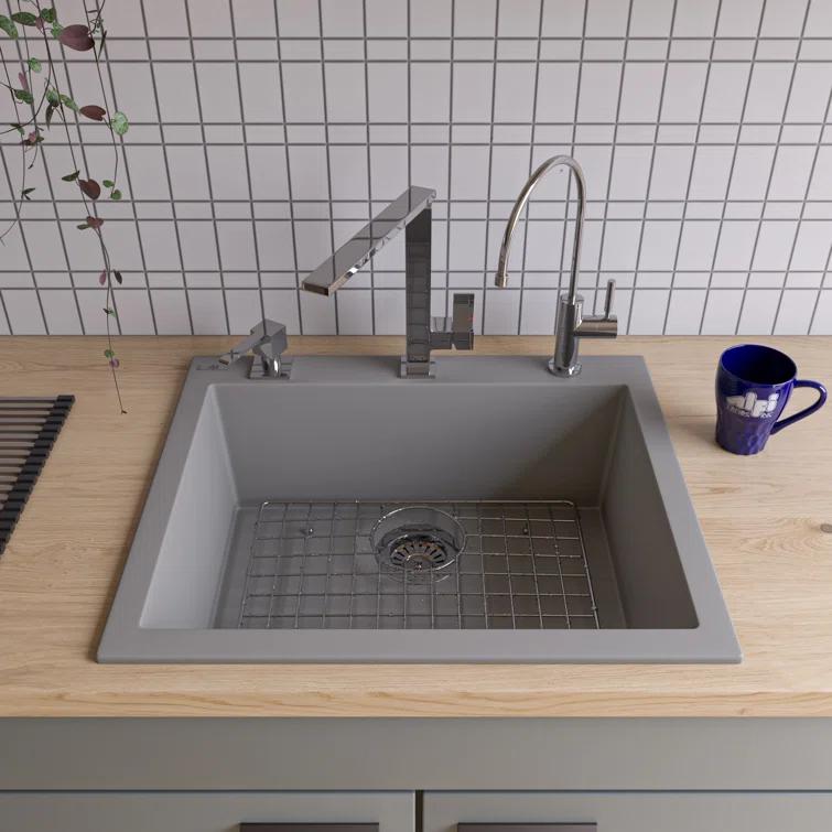 23.63'' L Drop-In Single Bowl Granite Kitchen Sink