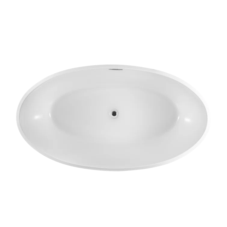 Vanity Art 59" X 32" White Acrylic Freestanding Bathtub