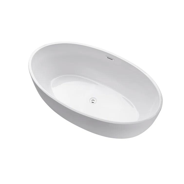 Vanity Art 59" X 32" White Acrylic Freestanding Bathtub