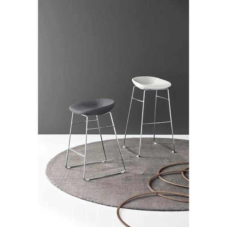 Palm Upholstered Backless Stool with Metal Frame