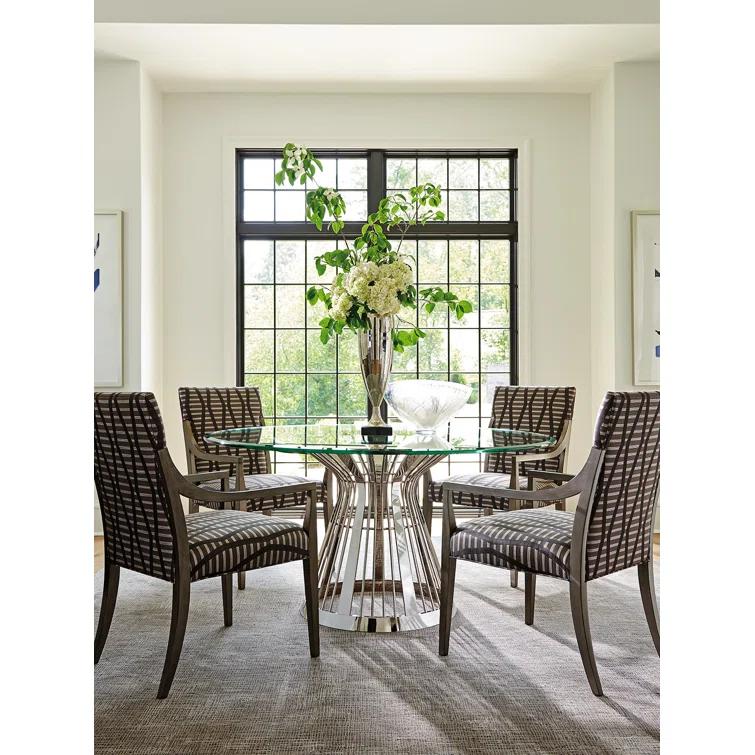 Lexington Ariana Riviera Stainless Dining Table with Glass Top
