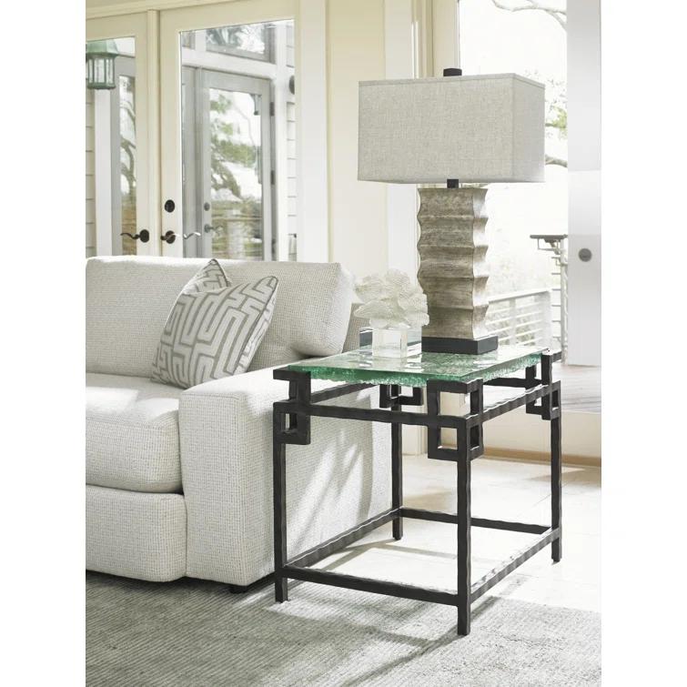 Island Fusion Hermes Reef Glass Top End Table