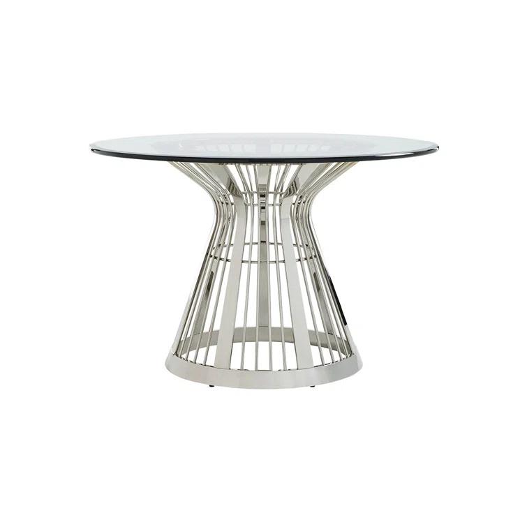 Lexington Ariana Riviera Stainless Dining Table with Glass Top