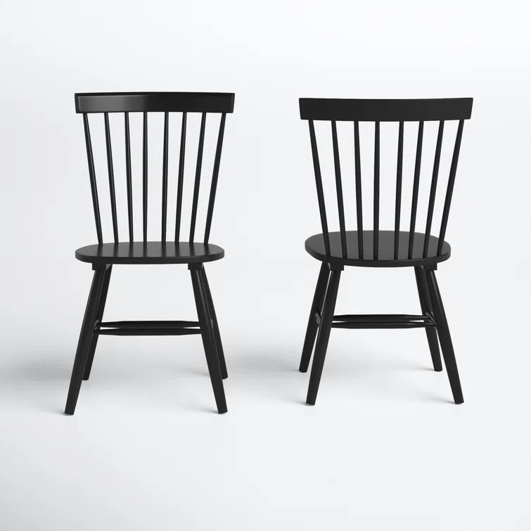 Transitional Black Oak Windsor Side Chair Set of 2