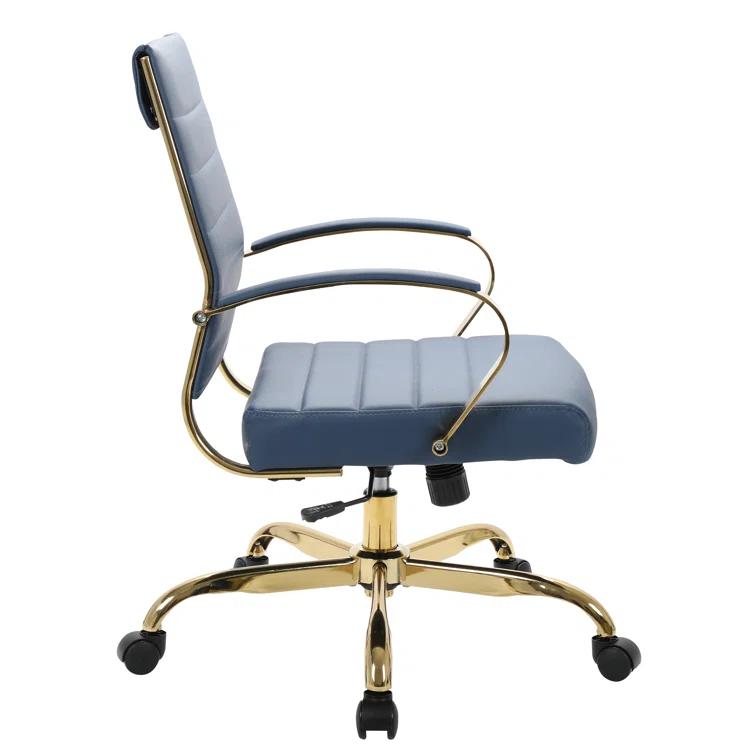 Everly Quinn Naudain Leather Office Chair – Modern Executive Swivel Task Chair with Wheels, Adjustable Height & Padded Arms for Desk or Conference Room