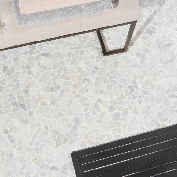 Countryside Carrara Tumbled 11.81 in. x 11.81 in. Natural Marble Floor and Wall Mosaic Tile