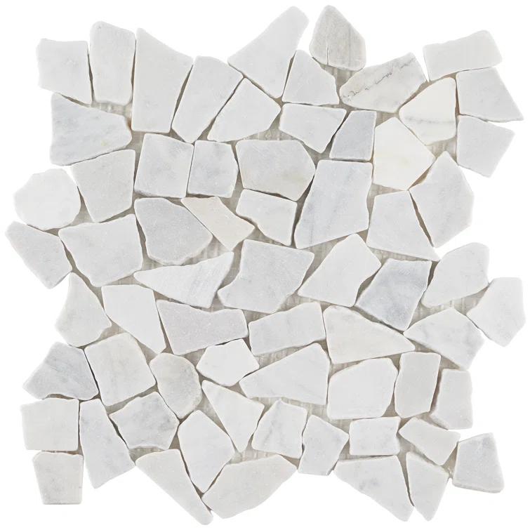 Countryside Carrara Tumbled 11.81 in. x 11.81 in. Natural Marble Floor and Wall Mosaic Tile