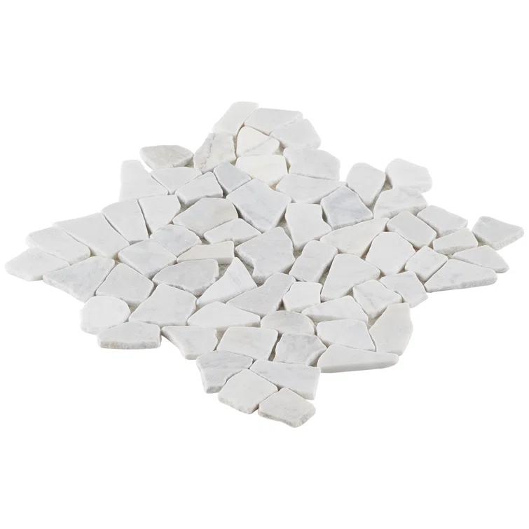 Countryside Carrara Tumbled 11.81 in. x 11.81 in. Natural Marble Floor and Wall Mosaic Tile