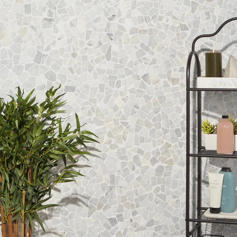 Countryside Carrara Tumbled 11.81 in. x 11.81 in. Natural Marble Floor and Wall Mosaic Tile