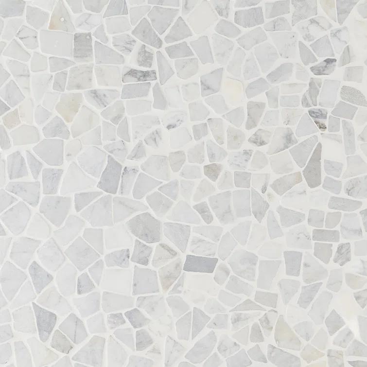 Countryside Carrara Tumbled 11.81 in. x 11.81 in. Natural Marble Floor and Wall Mosaic Tile