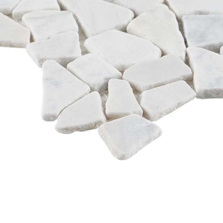 Countryside Carrara Tumbled 11.81 in. x 11.81 in. Natural Marble Floor and Wall Mosaic Tile