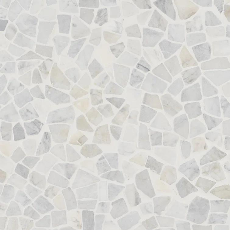 Countryside Carrara Tumbled 11.81 in. x 11.81 in. Natural Marble Floor and Wall Mosaic Tile