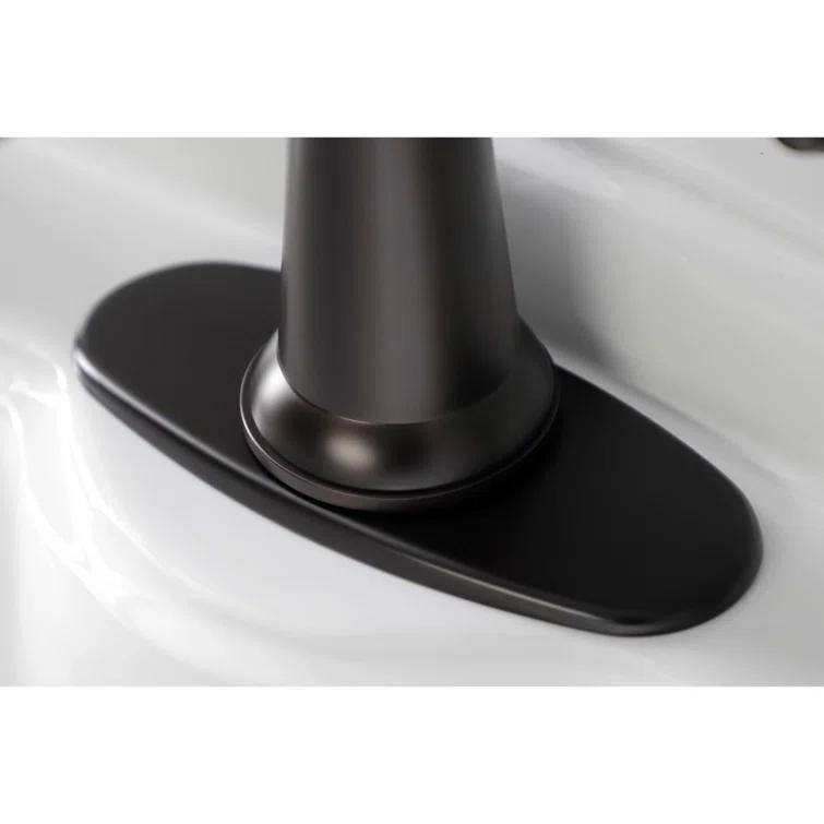 Kingston Brass KSD154KLBB Kingston Brass Nautical Single-Handle 1-Hole Deck Mount Bathroom Faucet with Push Pop-Up and Deck Plate