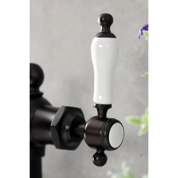 Kingston Brass KSD154KLBB Kingston Brass Nautical Single-Handle 1-Hole Deck Mount Bathroom Faucet with Push Pop-Up and Deck Plate