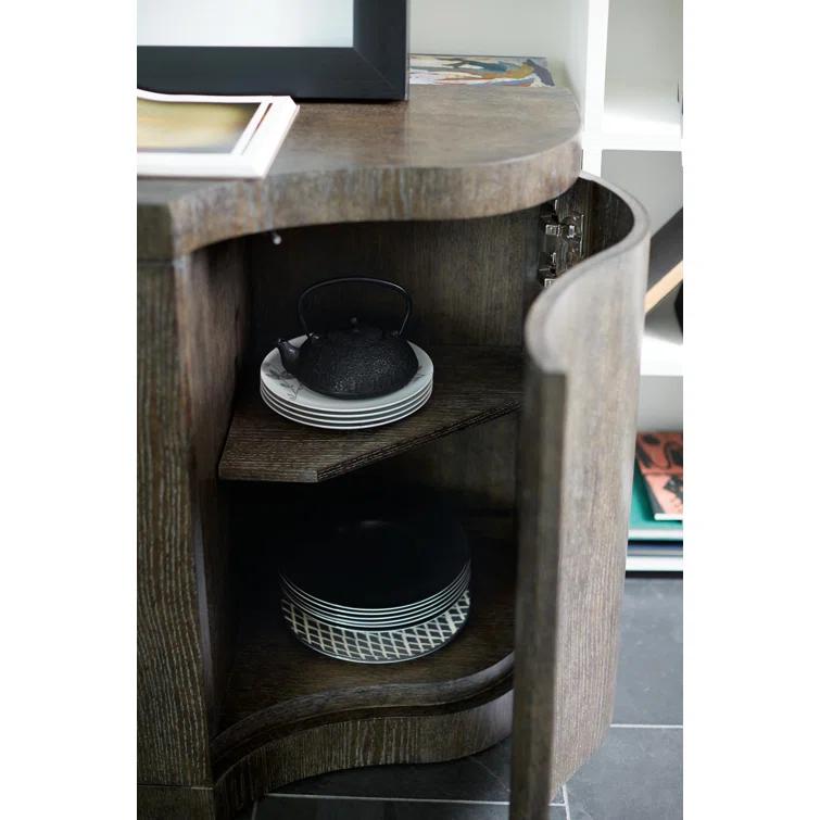Transitional Cerused Charcoal Oak 72'' Sideboard with Silverware Drawer
