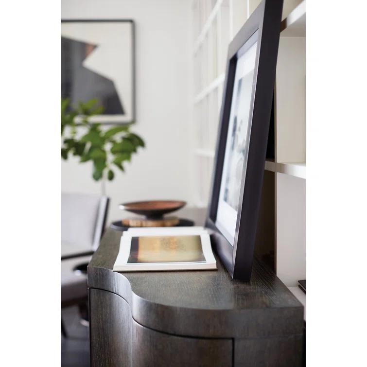 Transitional Cerused Charcoal Oak 72'' Sideboard with Silverware Drawer
