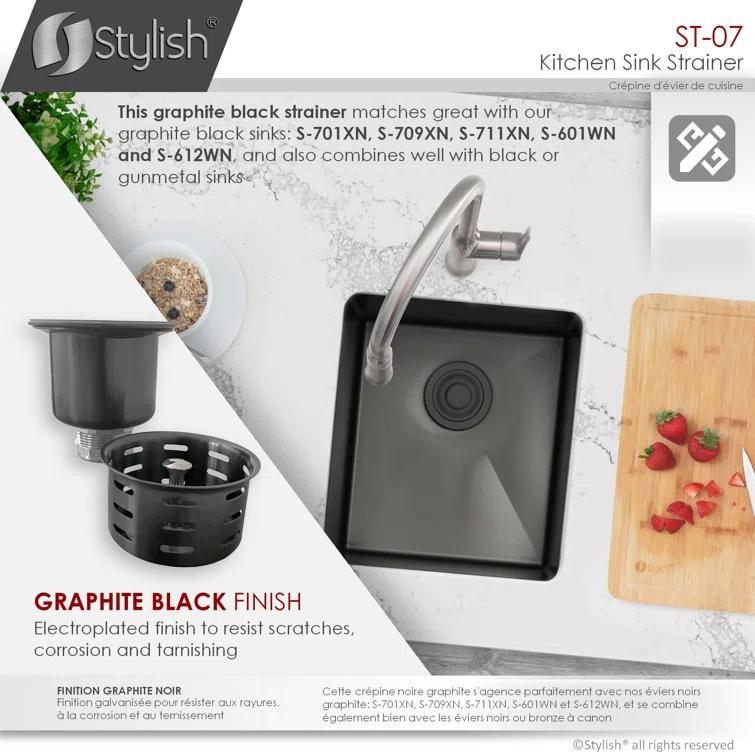 STYLISH 3.5 inch Kitchen Sink Deep Strainer with Removable Basket