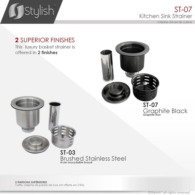 STYLISH 3.5 inch Kitchen Sink Deep Strainer with Removable Basket