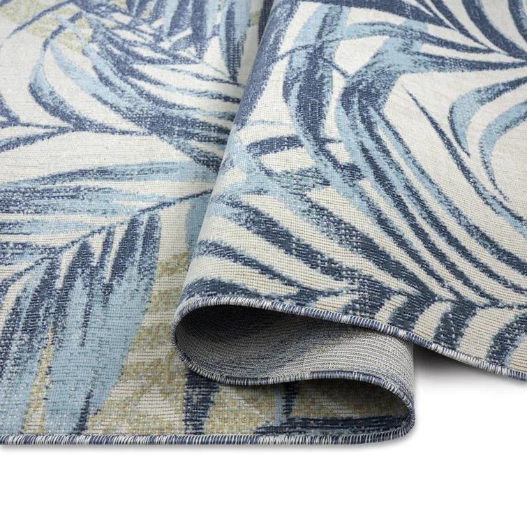 Tommy Bahama Malibu Palm Springs Coastal Indoor/Outdoor Area Rug, Ivory/Aqua Blue