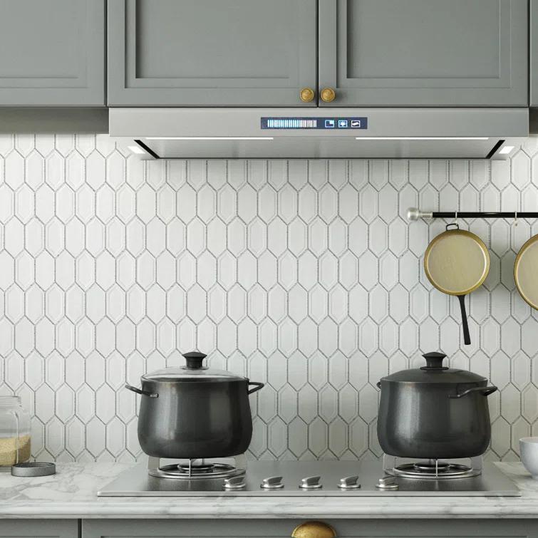 Bianca 2" x 4" Glass Grid Mosaic Wall Tile