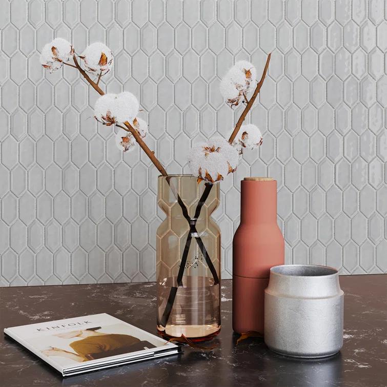 Bianca 2" x 4" Glass Grid Mosaic Wall Tile