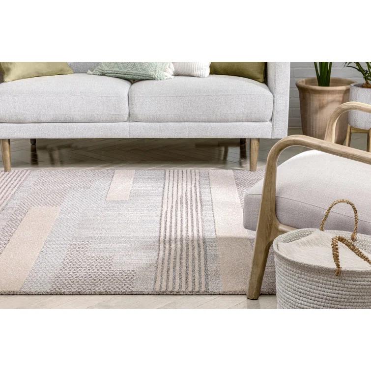 Marcone Briar Tribal Geometric Abstract Beige Looped Pile Rug