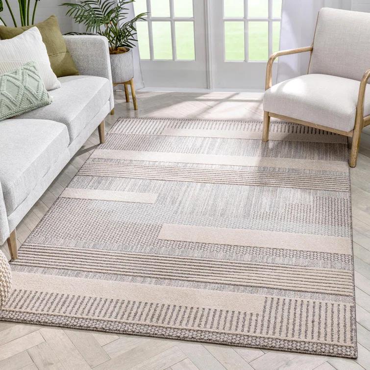Marcone Briar Tribal Geometric Abstract Beige Looped Pile Rug