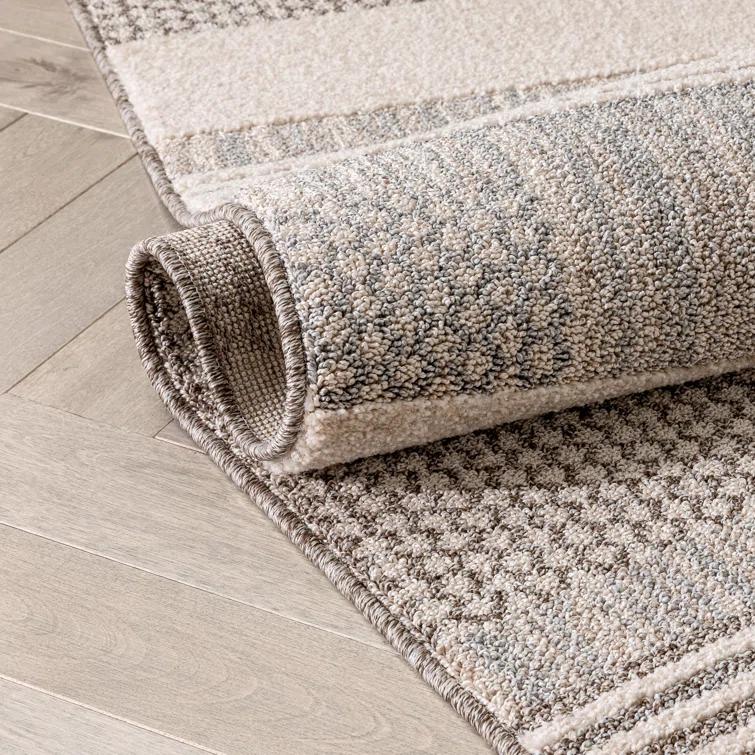 Marcone Briar Tribal Geometric Abstract Beige Looped Pile Rug