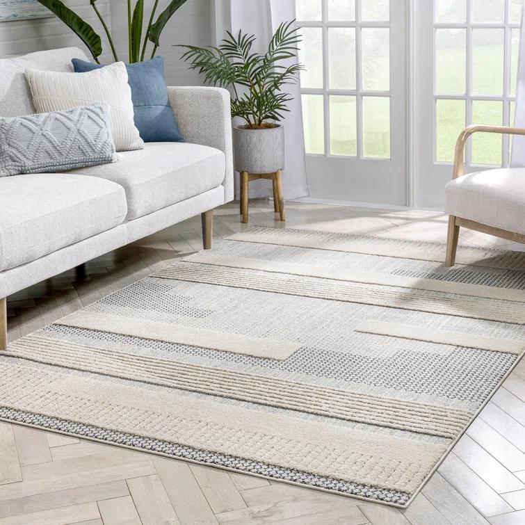 Marcone Briar Tribal Geometric Abstract Light Blue Looped Pile Rug