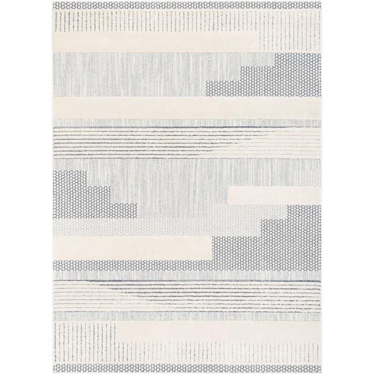 Marcone Briar Tribal Geometric Abstract Light Blue Looped Pile Rug