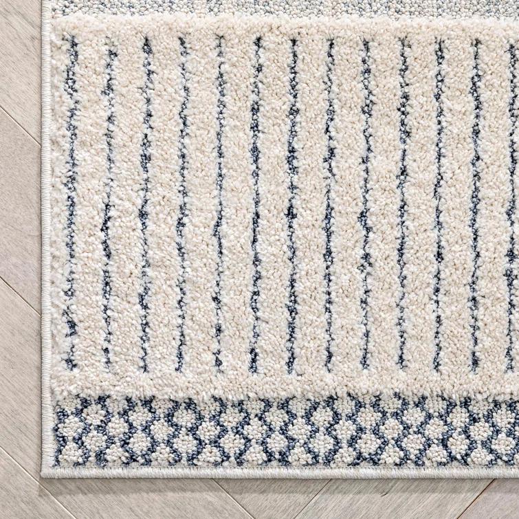 Marcone Briar Tribal Geometric Abstract Light Blue Looped Pile Rug