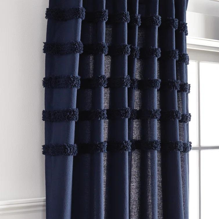 Water's Edge 100% Cotton Striped Semi-Sheer Rod Pocket Curtain Panels (Set of 2)