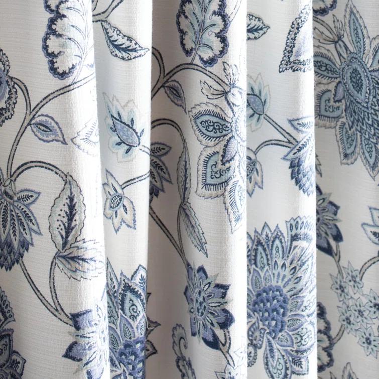 Martha Stewart Jakarta Cotton Blend Floral Blackout Rod Pocket Curtain Panels (Set of 2)